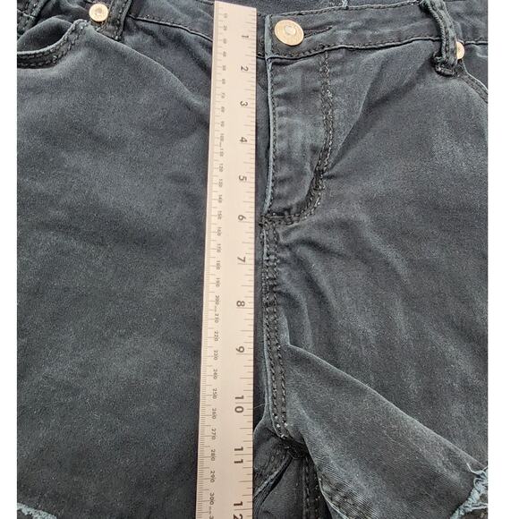 Reign Shorts Womens 20 Faded Black High Rise Cuffed Cut Off Stretch Denim Casual - Picture 8 of 11